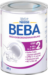 BEBA Préparation pour nourrissons prématurés Stage 2 – Nourrissons prématurés après sortie de l'hôpital, nourriture pour bébé, lait en poudre pour bébé, 1 paquet (1 x 400 g)