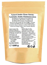 1 kg de raisins secs Jumbo Flame crus, fruits entiers, sans gluten, sans soja, sans sucre ajouté, sans conservateur, sans édulcorant, à l'huile de tournesol Produits déshydratés Naty Shop