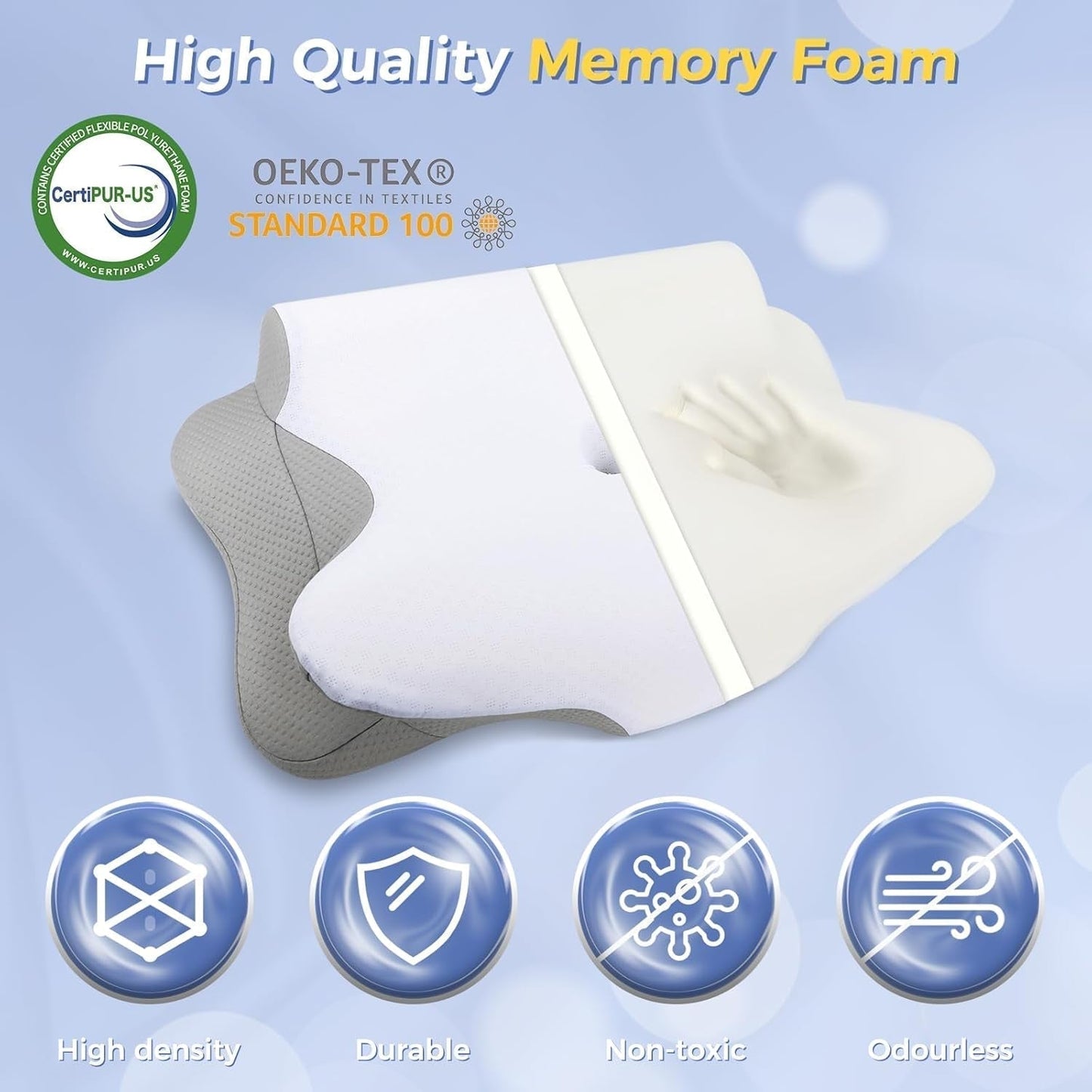 SAHEYER Oreiller Cervical 2 en 1 Oreiller Ergonomique de Soutien du Cou et Oreiller Roulant pour la Nuque Oreiller Orthopédique pour Dormeurs Latéraux Oreiller en Mousse à Mémoire pour Dormeurs Latéraux Oreillers Cervicaux Orthopédiques pour Dos et Ventre Naty Shop