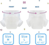 CutiePlusU Lot de 10 couches jetables pour incontinence avec boucles pour femme et homme, absorption maximale pendant la nuit – Blanc (taille moyenne 71-96 cm)