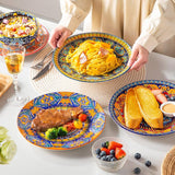 Service d'assiettes pour 6 personnes, service d'assiettes vancasso KRVI pour 6 personnes, service d'assiettes Ø 27 cm, passe au lave-vaisselle et au micro-ondes, assiettes à pâtes, assiettes à petit-déjeuner, assiettes à gâteaux