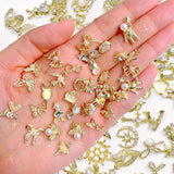 50 pièces de breloques à ongles dorées, breloques brillantes 3D pour nail art, strass pour ongles en perles, breloques pour ongles en strass, breloques pour ongles en strass, accessoires de nail art DIY, pour femmes filles