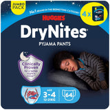 DryNites Couches absorbantes pour énurésie nocturne pour garçons de 4 à 7 ans (17 à 30 kg), paquet mensuel géant, 64 unités