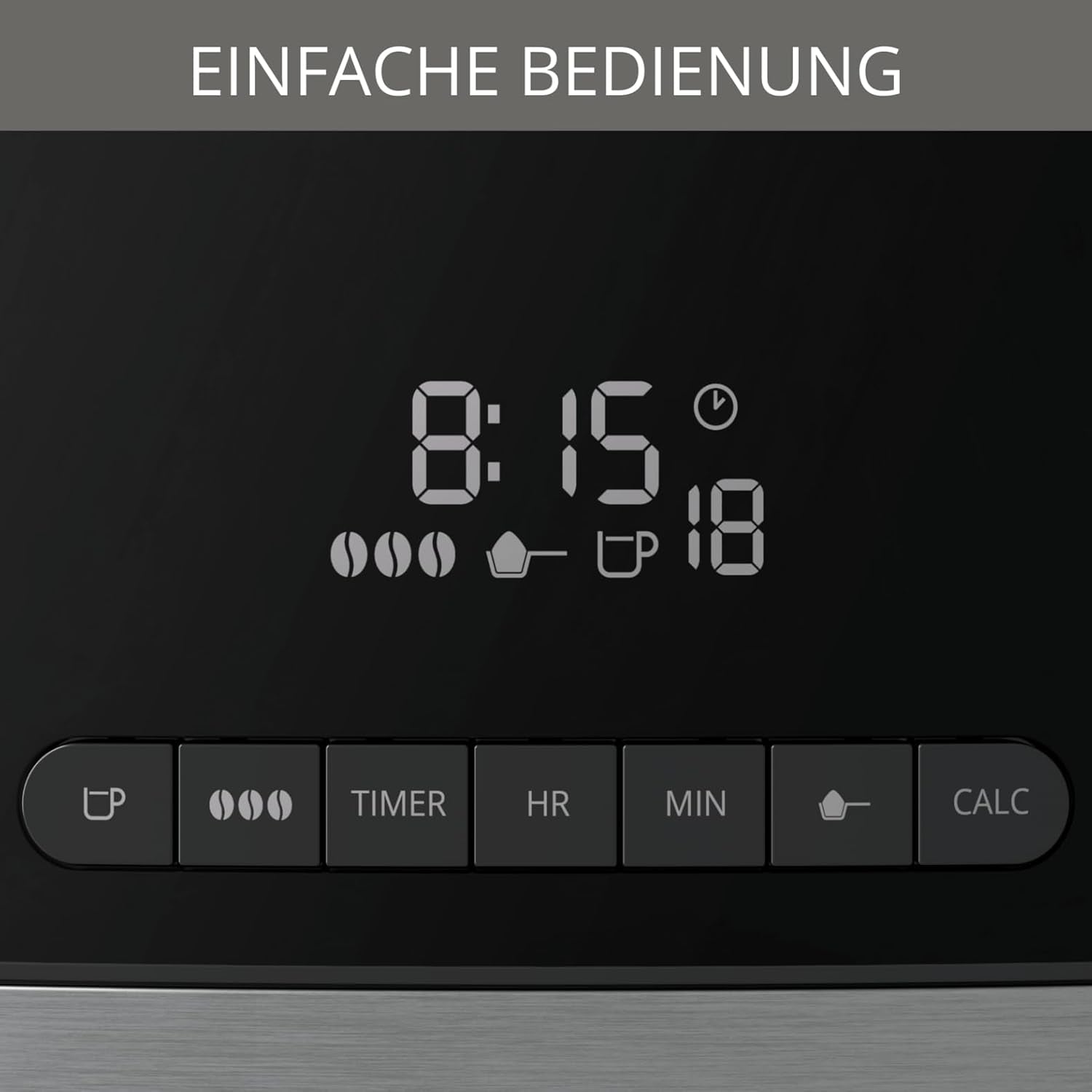 Machine à expresso Krups KM8328 Grind avec broyeur | Minuterie 24 heures | Contenant à céréales 180 g | Capacité 1,25 l pour jusqu'à 15 tasses de café | Fonction de mise hors tension automatique | 3 réglages de mouture | Noir