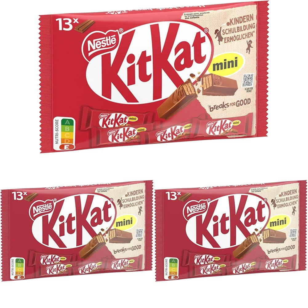 Nestlé Mini barres de chocolat gaufrettes croustillantes au chocolat au lait paquet de 3 (1 x 217 g)