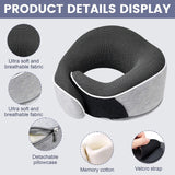 Oreiller cervical Oreiller de voyage en mousse à mémoire de forme Oreiller cervical en mousse à mémoire de forme au design ergonomique avec masque pour les yeux 2 bouchons d'oreille et sac de rangement Parfait pour dormir sur la route en voyage Naty Shop Oreillers orthopédiques cervicaux