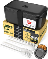 Boîte à lunch Umami pour adultes, boîte à bento empilable avec 4 couverts et compartiments, boîte à lunch adulte, récipient à salade à emporter, boîte à lunch pique-nique/bureau, gris anthracite, 1500 ml Naty Shop Onyx Black Boîtes de conservation alimentaire - 900 ml M - 900/1000 ml