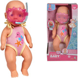 Simba 105030172 - Poupée de bain nouveau-né, poupée en vinyle en maillot de bain avec lunettes de natation, 30 cm, poupée, 3 ans et plus Poupées Naty Shop