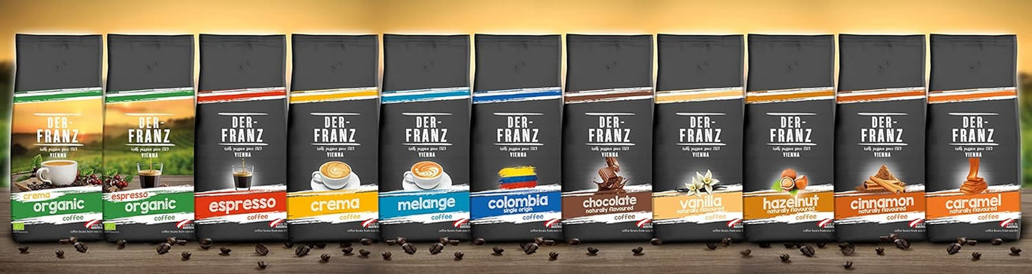 Café Der-Franz Melange, force 3/5, 100 % Arabica, grains de café entiers, 4 x 1000 g