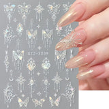 Autocollants d'ongles 3D métallisés Schwarz Schmetterling - Autocollants d'ongles Aurora rose laser - Autocollants d'art d'ongles papillon punk - Autocollants d'ongles argentés - Nageldesign Zubehör
