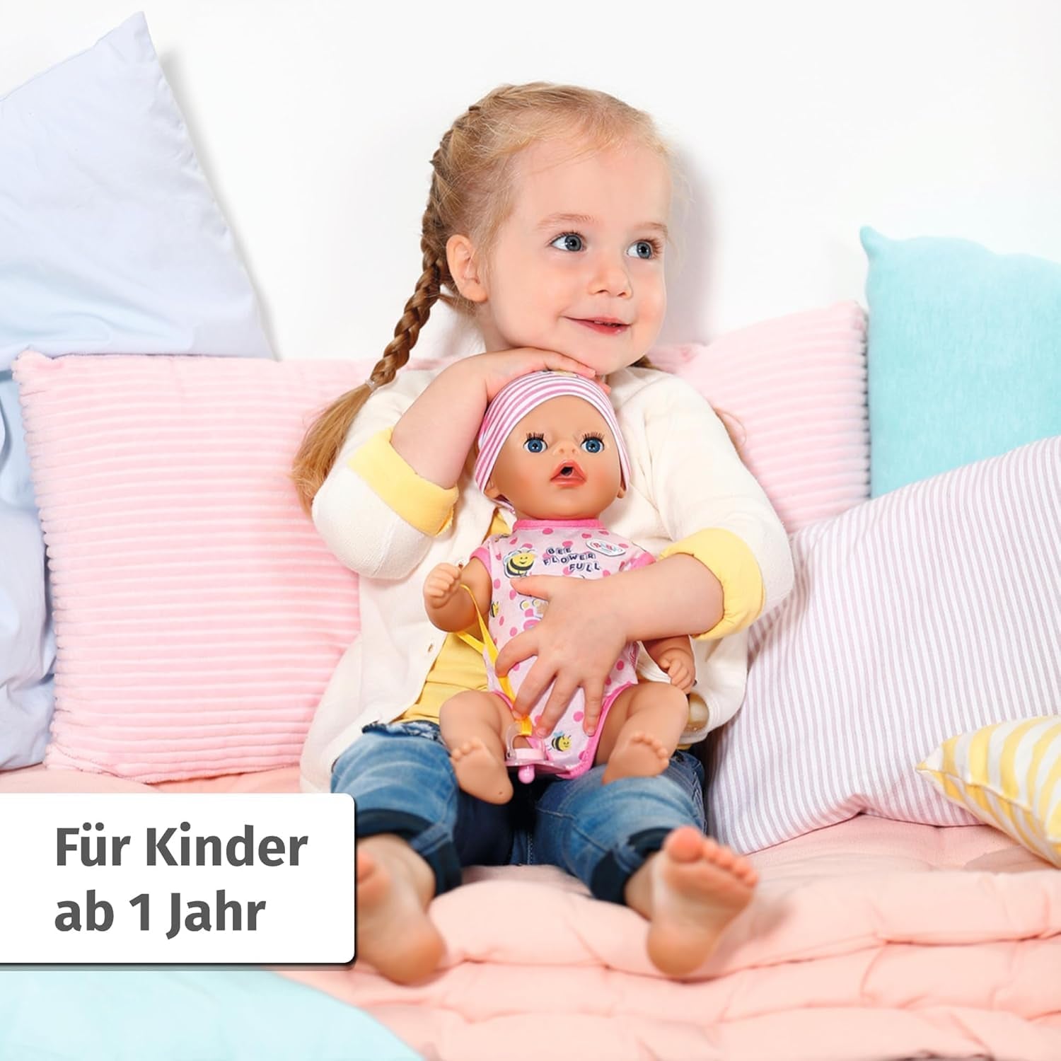 BABY Born Lena (fille) 36 cm, poupée avec 7 fonctions pour enfants à partir de 1 an, fonctionne sans pile, grande poupée 36 cm, 834596 Zapf Creation, poupées roses Naty Shop
