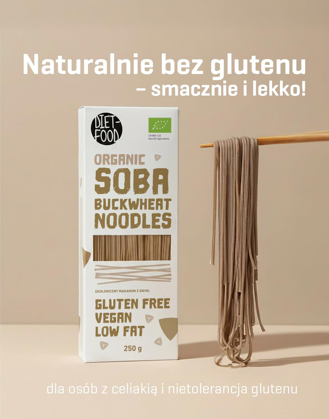 DIET-FOOD Bio Buchweizen Soba Nudeln Lebensmittel Pasta Vegane Glutenfreie Lactosefrei Sojafrei Nudeln for Vegetarier and Veganer 250 Gramm