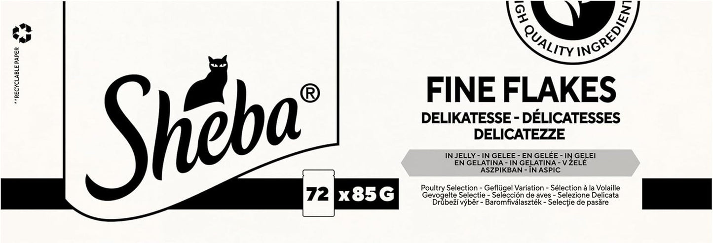 SHEBA Nourriture humide pour chat - 72 sachets x 85g - Variété de volaille en gelée - Nourriture humide pour chat - 1 grand paquet