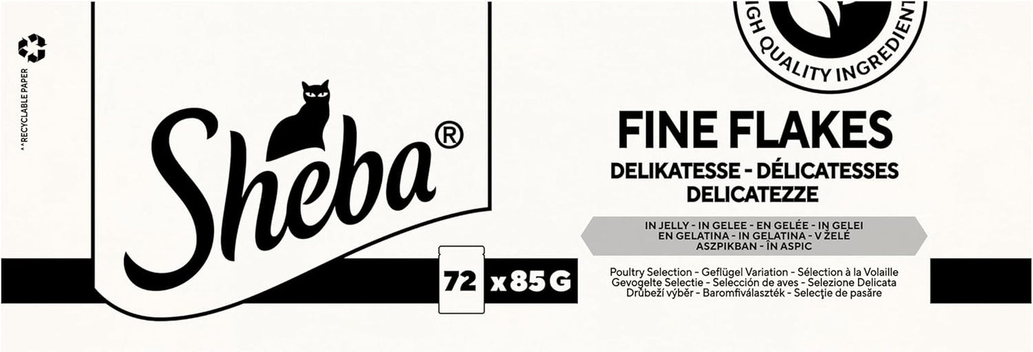 SHEBA Nourriture humide pour chat - 72 sachets x 85g - Variété de volaille en gelée - Nourriture humide pour chat - 1 grand paquet