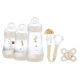 Coffret nouveau-né MAM, coffret cadeau, composé de : 2 x biberons anti-coliques 160 ml, 1 x biberon anti-coliques 260 ml, 1 x tétine Original Start, 1 x broche pour tétine, à partir de 0 mois, Neutro