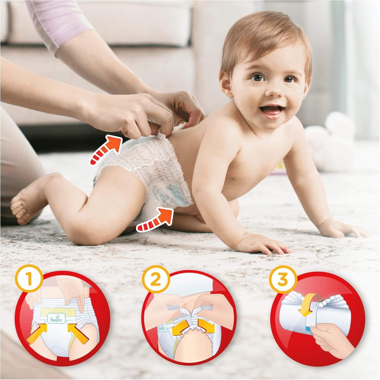 Pampers (ancienne version), culottes, taille 4, 9 kg-15 kg, paquet de trois (1 x 88 couches)