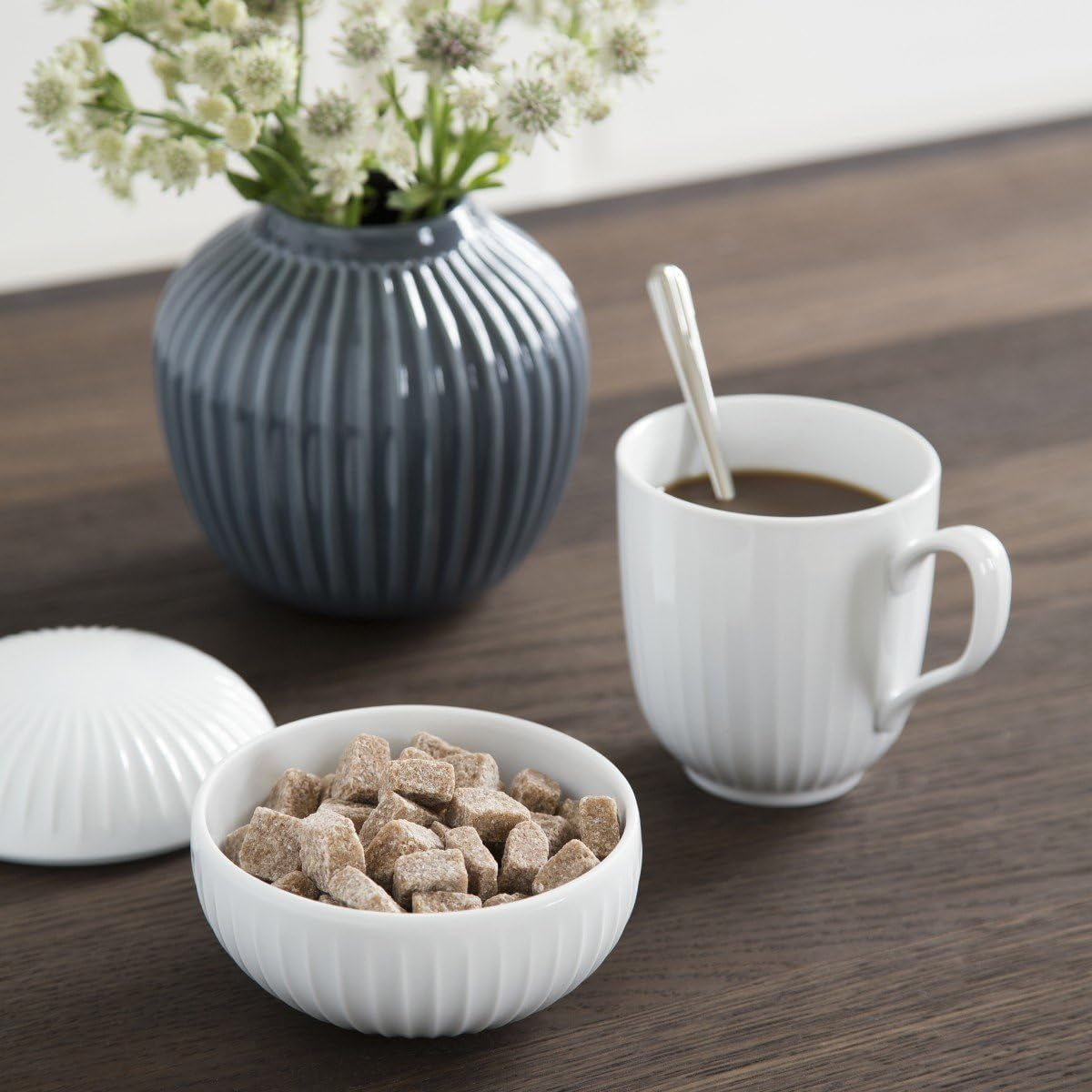 Kähler Bonbonnière Ø12 cm Hammershøi Décoration Design danois, blanc Boîtes de conservation alimentaire Naty Shop