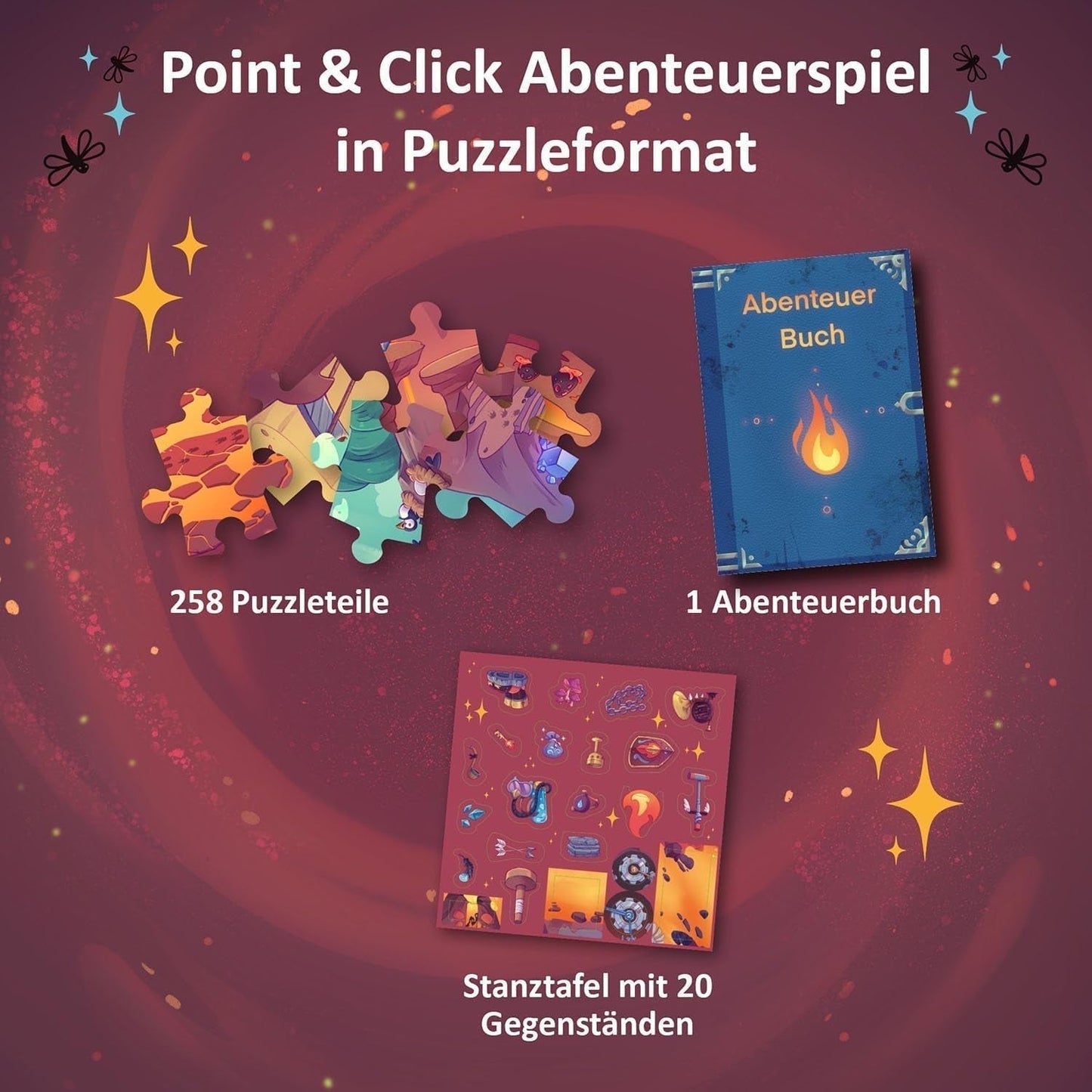 KOSMOS 684853 Puzzle aventure Den Tiefen Des Vulkans, 258 pièces, puzzle d'aventure interactif pour enfants de 8 ans et plus, découvrez une histoire d'aventure avec chaque pièce de puzzle Puzzle Naty Shop