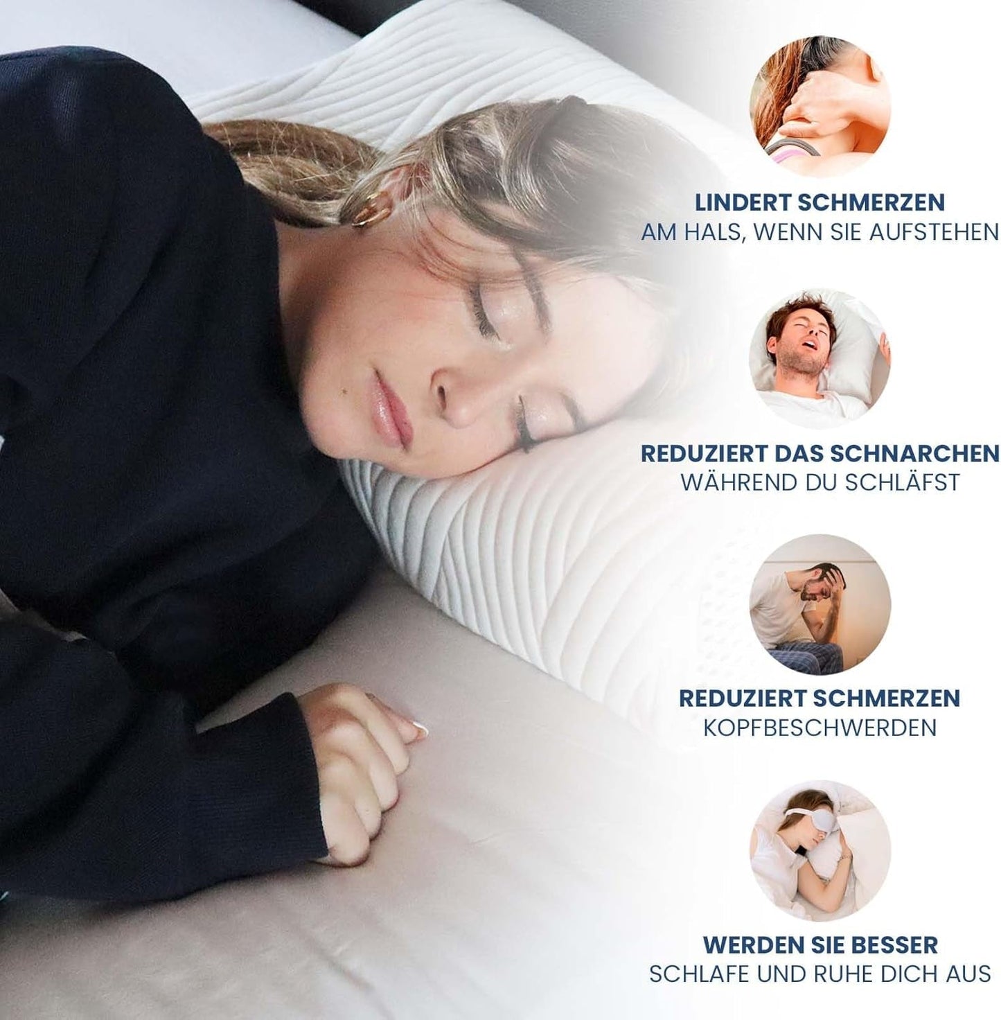 Valentia Oreiller médical de soutien du cou en mousse à mémoire de forme Oreiller orthopédique pour douleurs cervicales Oreiller cervical en mousse à mémoire de forme Housse ultra douce et lavable Oreillers orthopédiques cervicaux Naty Shop
