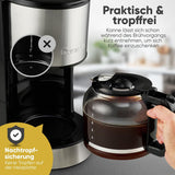 Machine à café expresso avec filtre Clatronic® | pour 12-14 tasses | Machine à café expresso avec filtre | Boîtier en acier inoxydable | Anti-goutte | Expresso | Machine à café expresso avec filtre | 800W | KA 3808