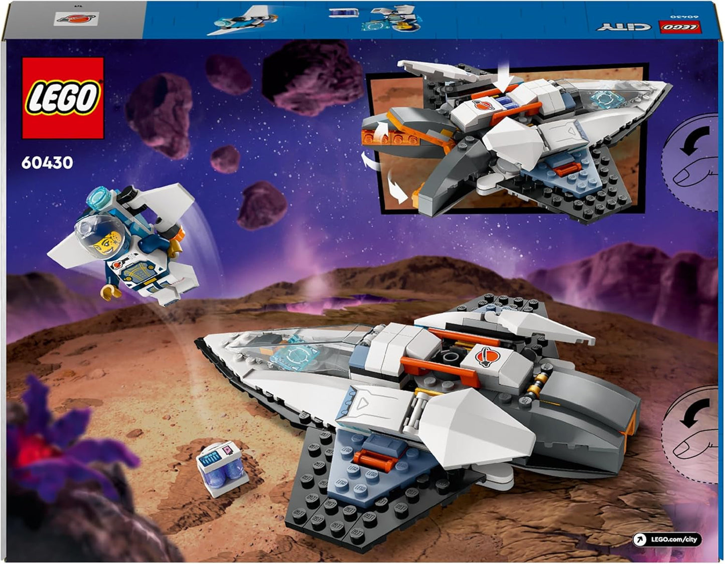 Vaisseau spatial LEGO City, navette spatiale, jouet à construire pour enfants, garçons et filles à partir de 6 ans, set avec figurine d'astronaute 60430 Jeux de construction Besuche den LEGO-Store