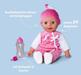 Simba 105140489 - Poupée Laura Baby Talk, poupée au corps doux de 38 cm avec des yeux endormis dans une jolie combinaison, 24 sons de bébé, poupée de jeu, poupée bébé, à partir de 2 ans