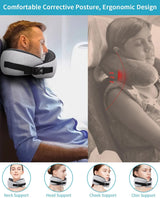 Oreiller cervical d'avion, oreiller de voyage en mousse à mémoire de forme, oreiller cervical pour adulte, oreiller d'avion réglable et lavable, oreiller de voyage ergonomique (gris) Oreillers orthopédiques cervicaux Naty Shop