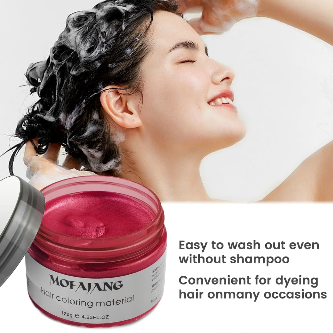 Coloration temporaire des cheveux 4,23 onces de cire de couleur pour hommes femmes lavable couleur naturelle pommade teinture capillaire instantanée pour fête cosplay Halloween (rouge) Naty Shop Hair Dye
