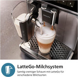 Machine à expresso automatique PHILIPS série 3300 - 6 boissons, écran tactile couleur moderne, système de préparation de lait LatteGo, SilentBrew, moulin 100% céramique, filtre AquaClean. Chromé noir (EP3347/90)