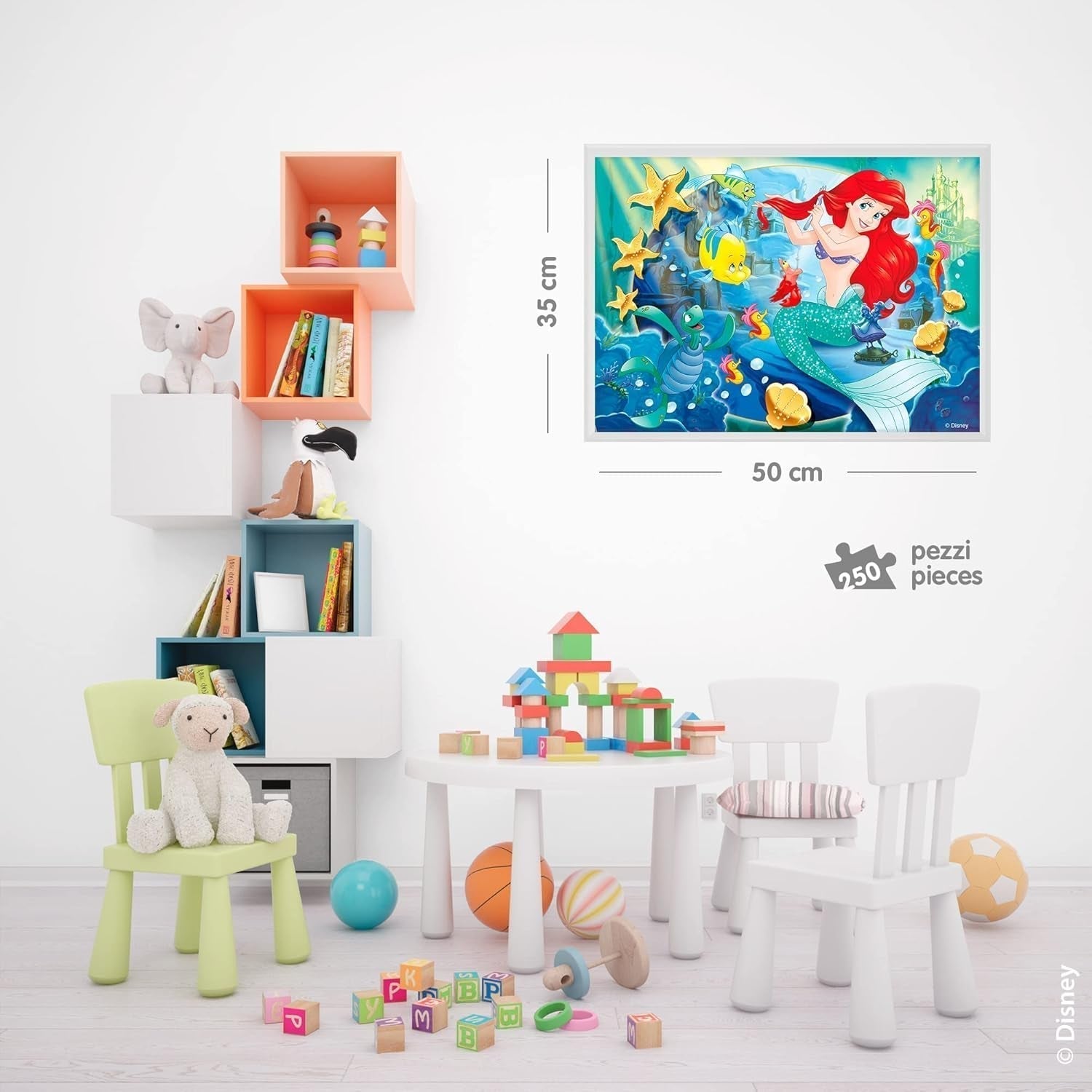 Lisciani - Puzzle DISNEY Ariel - Recréez et coloriez les scènes de vos boîtes préférées - à partir de 7 ans - GRAND PUZZLE de 250 pièces - Favorise la dextérité Puzzle Naty Shop