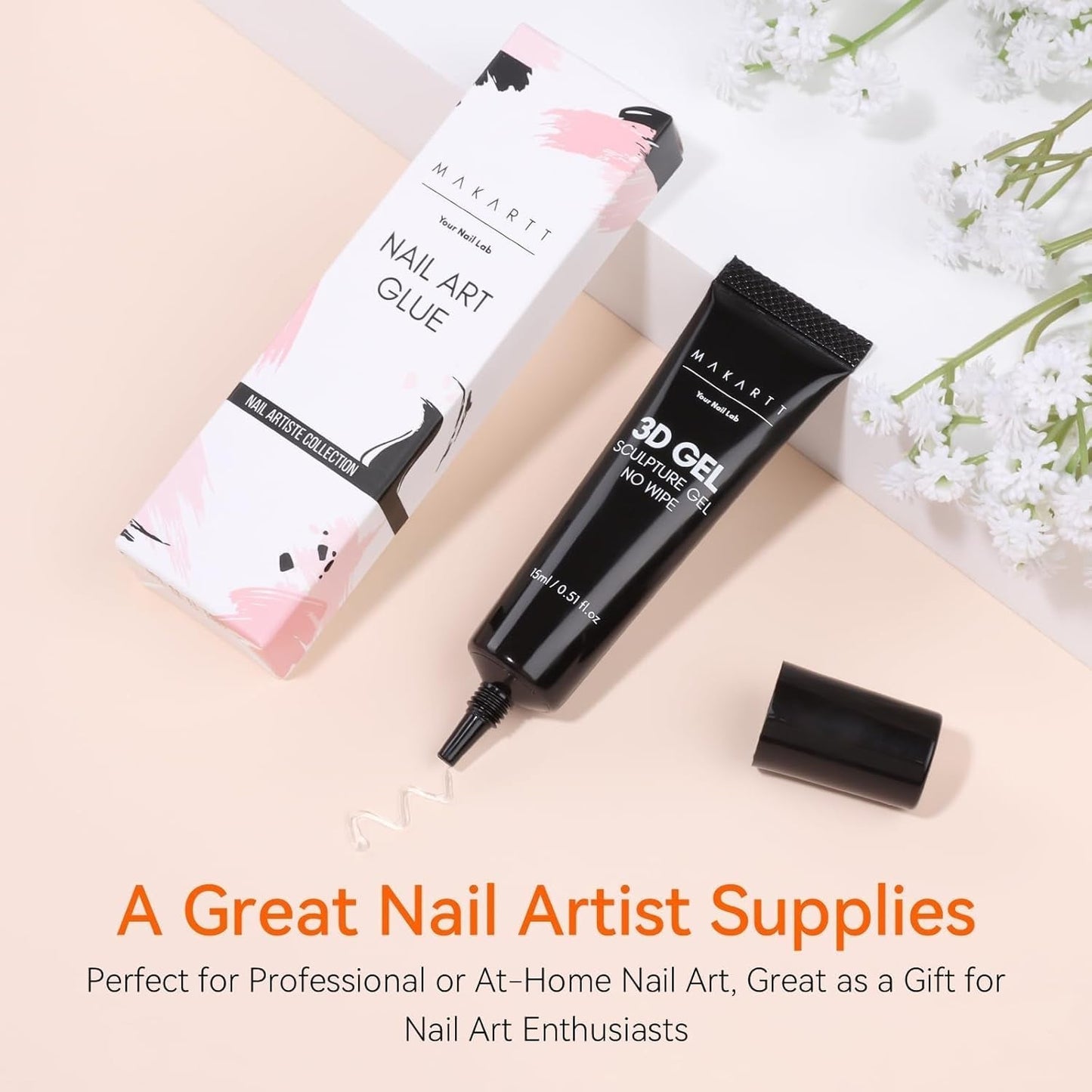 Makartt Gel 3D Nail Art – Gel de colle strass 15 g pour porte-clés à ongles, gel de sculpture d'ongles multifonctionnel pour la conception d'ongles à faire soi-même, sculpture d'ongles, modélisation d'ongles à la maison (transparent)