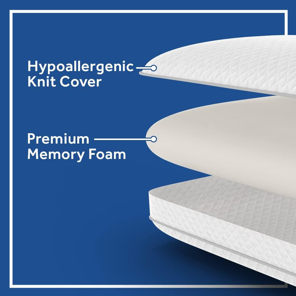 Oreiller en mousse à mémoire de forme Sealy Essentials Standard Blanc 2 pièces Naty Shop Oreillers standard