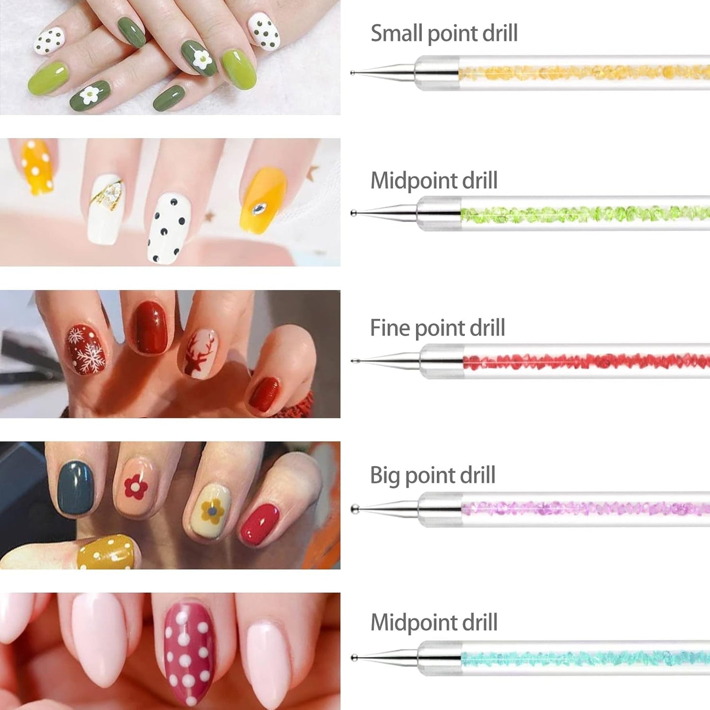 Sularpek 5 pcs Nagel Pinsel, Nageldesign Pinsel, Dotting Tool, Nail Art Liner Pinsel, Nagelverlängerung Gelpinsel, Nagelbürste for Punktierungen, Zeichnen, for DIY Nail Art Design