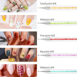 Sularpek 5 pcs Nagel Pinsel, Nageldesign Pinsel, Dotting Tool, Nail Art Liner Pinsel, Nagelverlängerung Gelpinsel, Nagelbürste for Punktierungen, Zeichnen, for DIY Nail Art Design