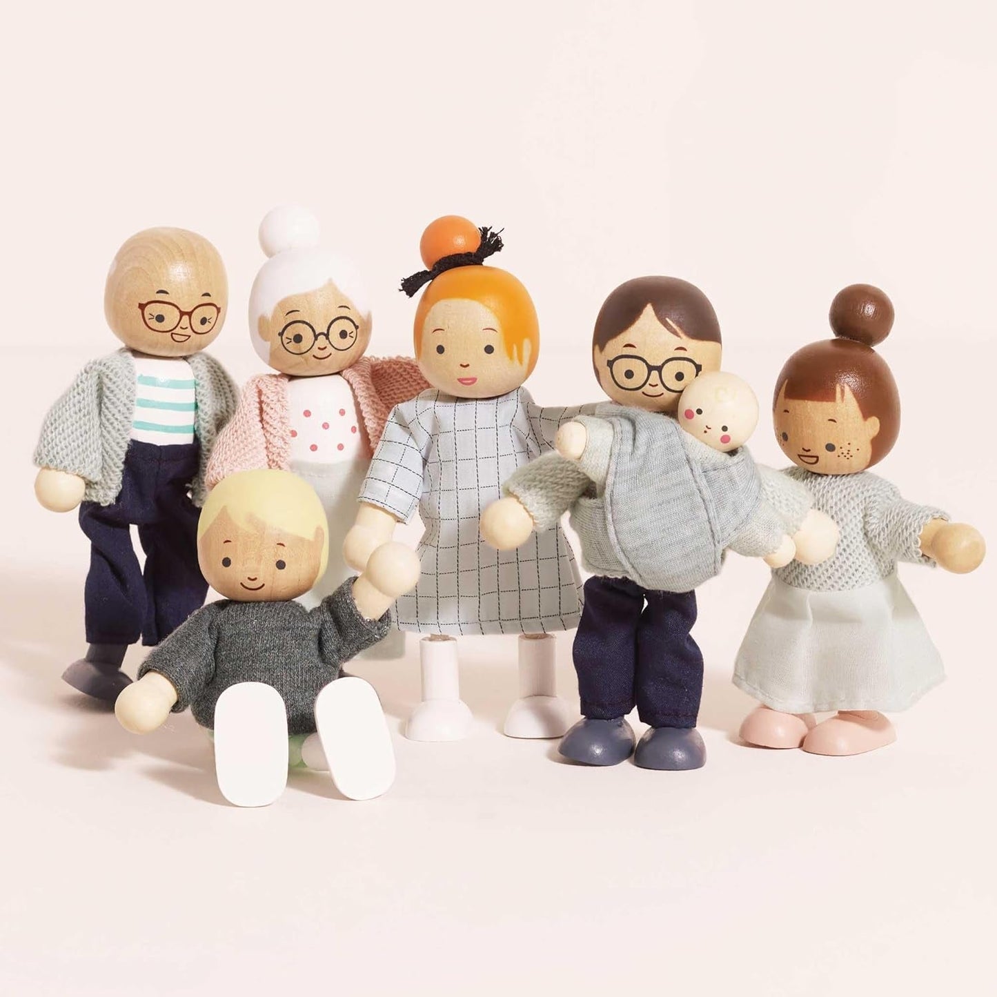 - Ma famille avec 4 chiots – Holz, Stoff – P053