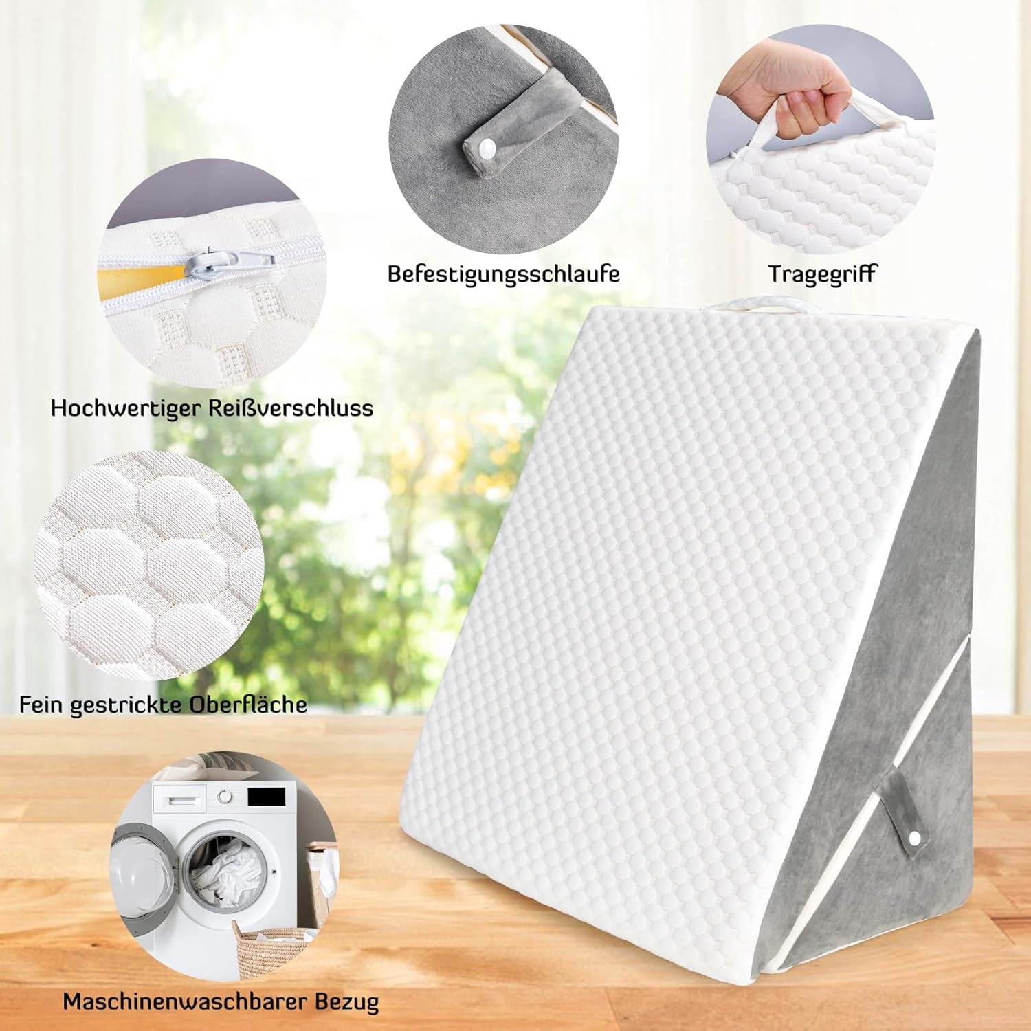 Oreiller compensé réglable pour enfants, oreiller de lecture en mousse haute densité pour lit et canapé, oreiller de tête ergonomique pour l'apnée du reflux du sommeil, oreiller de jambe/oreiller de dos pour jouer et lire (blanc et gris)