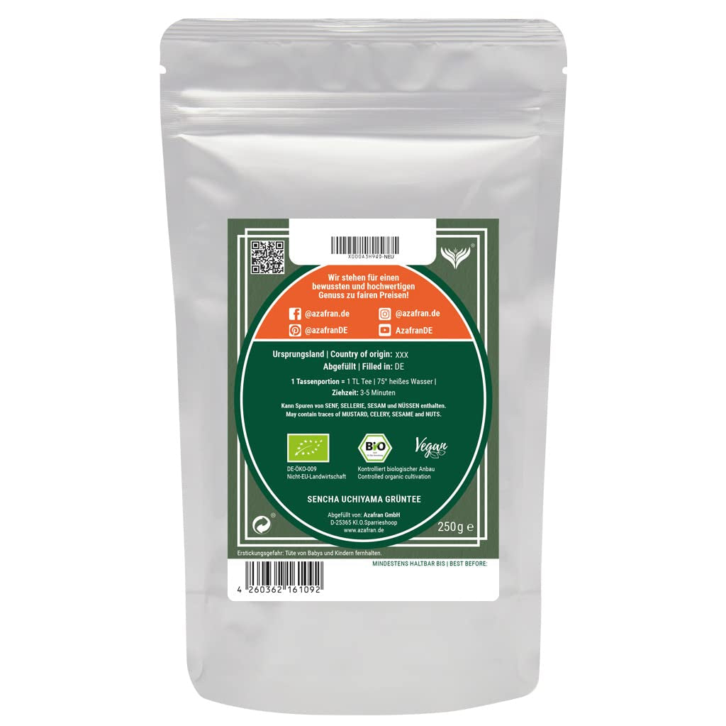 Thé vert Azafran - Thé vert Sencha biologique en vrac - Uchiyama original du Japon 250 g