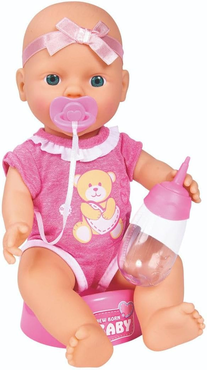 Simba 105030069 - Poupée nouveau-né, poupée à boire et à abreuver entièrement en vinyle avec acte de naissance et accessoires, 4 pièces, 30 cm, poupée bébé, à partir de 3 ans