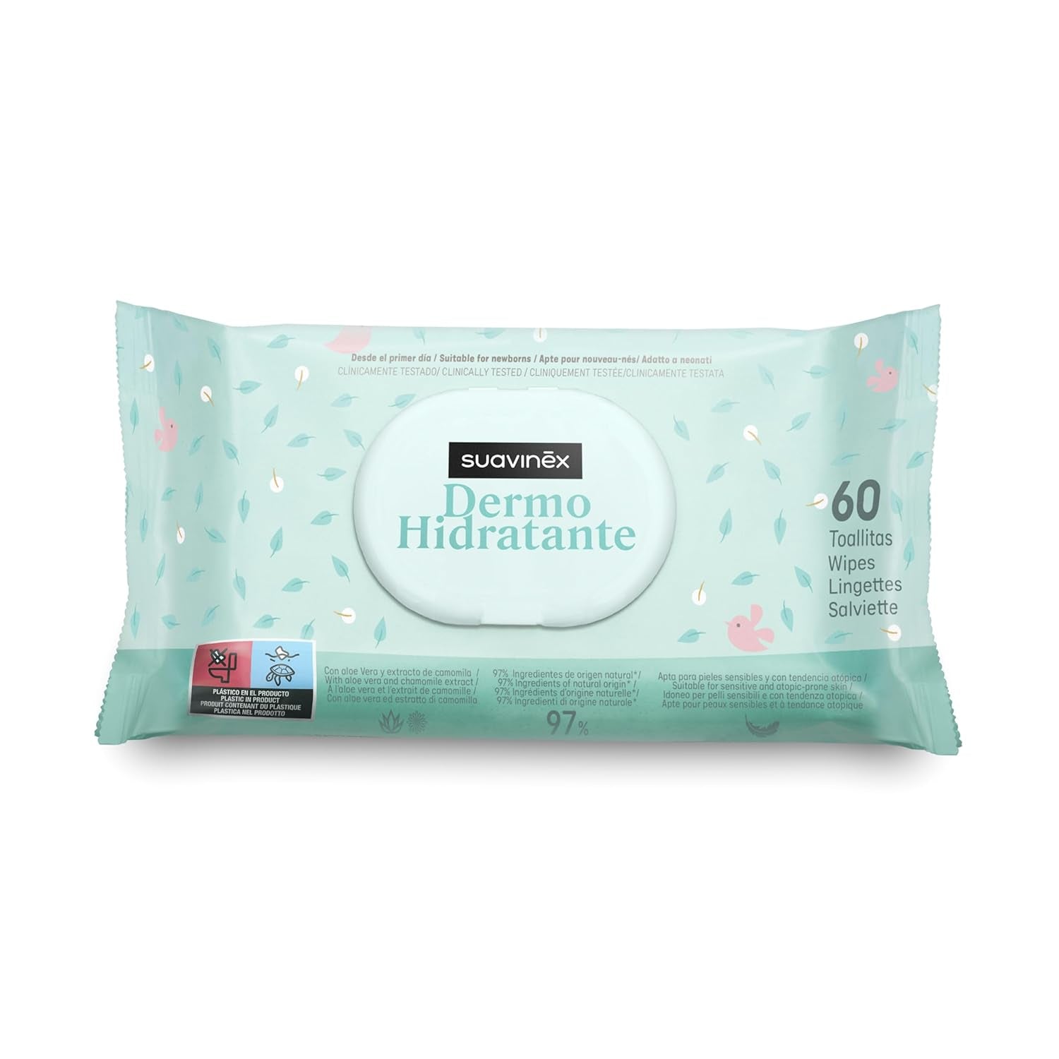 Suavinex 14 Pack de 60 lingettes humides pour bébé (840 lingettes au total), hydratantes, adaptées aux peaux atopiques, 95% d'ingrédients naturels