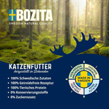 Bozita Pouch Morceaux de nourriture humide en sauce au bœuf - 12 sachets x 85g Nourriture humide pour chat sans céréales ni blé - Nourriture humide pour chat adulte avec 8,5% de protéines et 4,5% de matières grasses