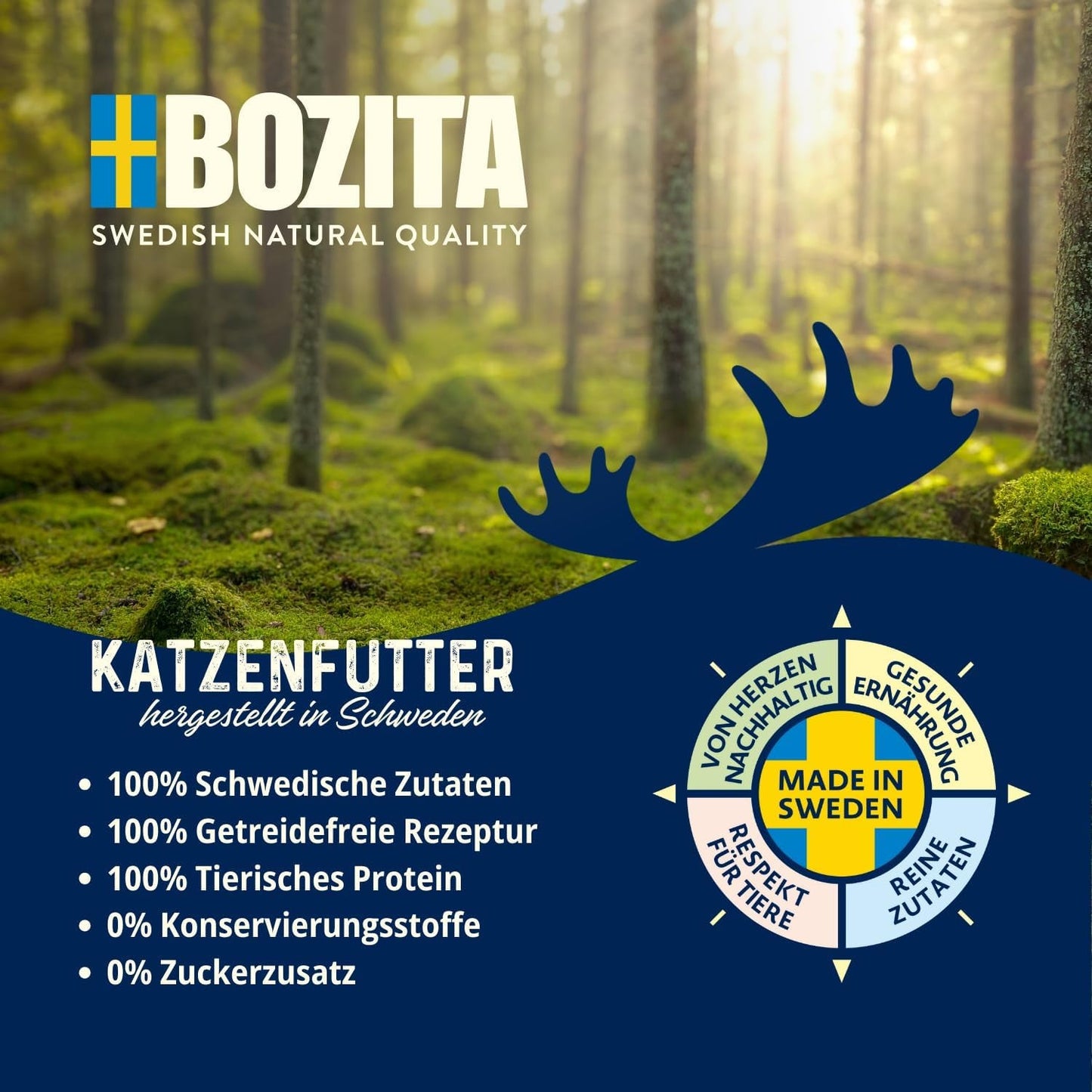 Bozita Tetra Morceaux stérilisés en sauce avec beaucoup de poulet - 6 x 370 g de nourriture humide pour chat sans céréales ni sucre - Sans OGM, avec 8,5 % de protéines et 4,5 % de matières grasses - Haute qualité et extrêmement savoureux