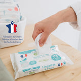 Lingettes humides bébé à l'eau - sans parfum ni allergène - 9 pièces - peaux normales et sensibles - nettoie et apaise - fibres 100% naturelles - fabriquées en France - 522 lingettes