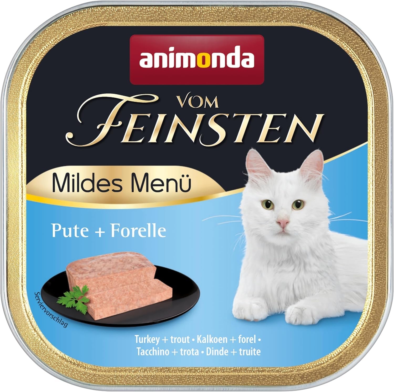 animonda vom Feinsten Mild Menu Mild Variety (32 x 100g), nourriture humide pour chats sans céréales et sans sucre, nourriture facile à digérer avec de la viande de dinde