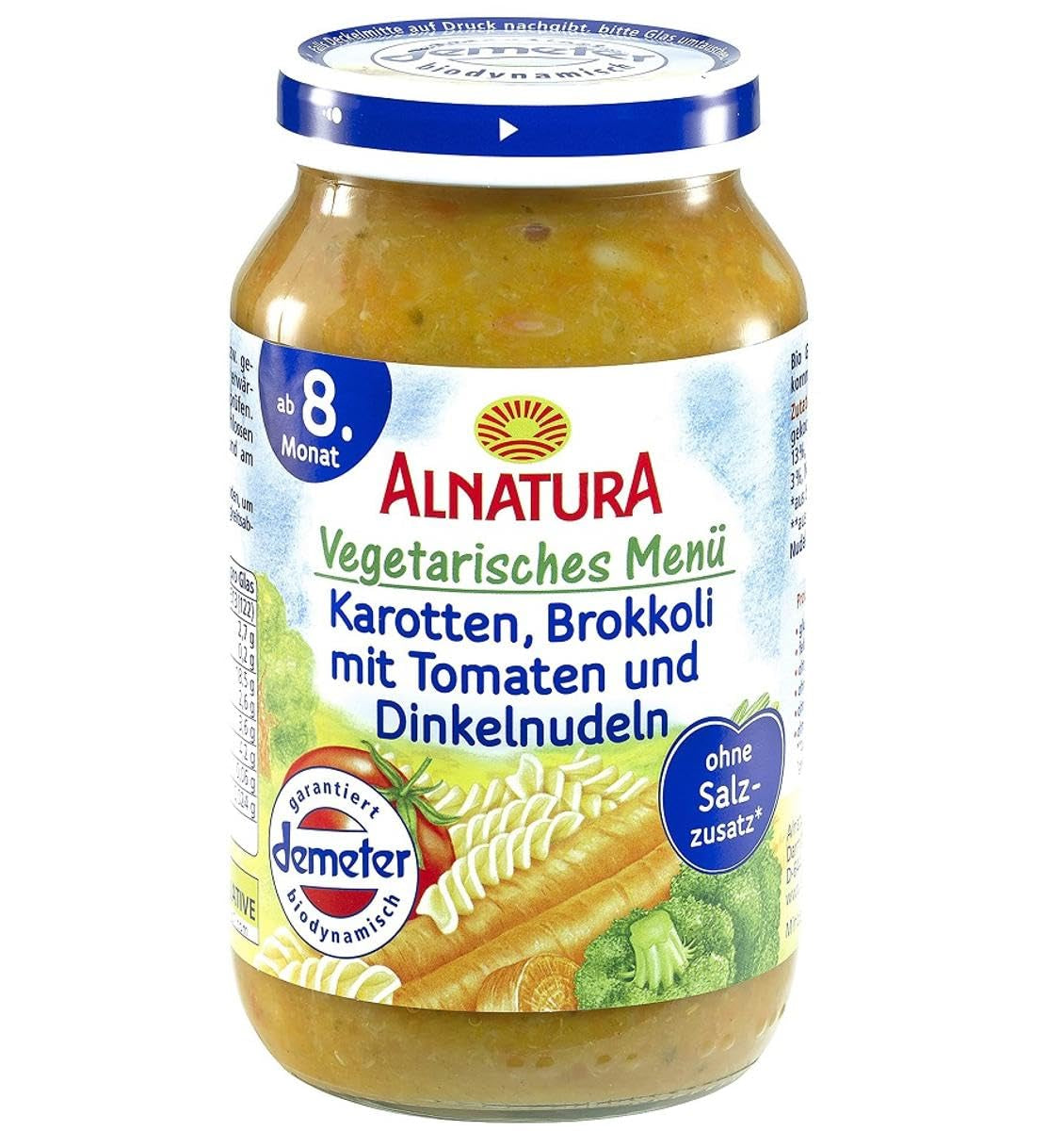 Pâtes bio aux carottes, brocolis aux tomates et épeautre, dès 8 mois, 220g