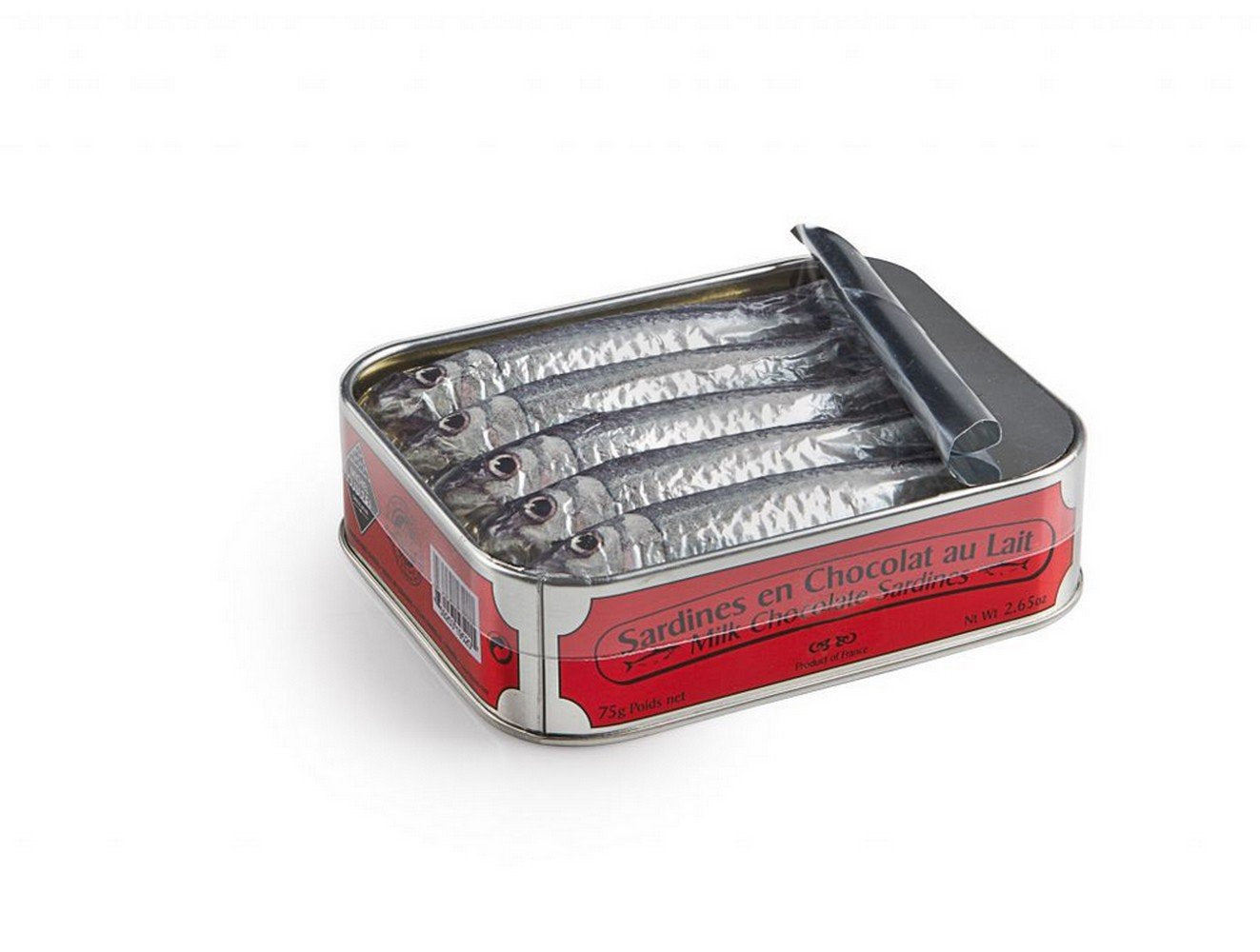 Sardines au chocolat - en conserve - cinq poissons au chocolat | Cadeau drôle de chocolat | Poisson au chocolat | Figurines de poissons | Pas d'alcool