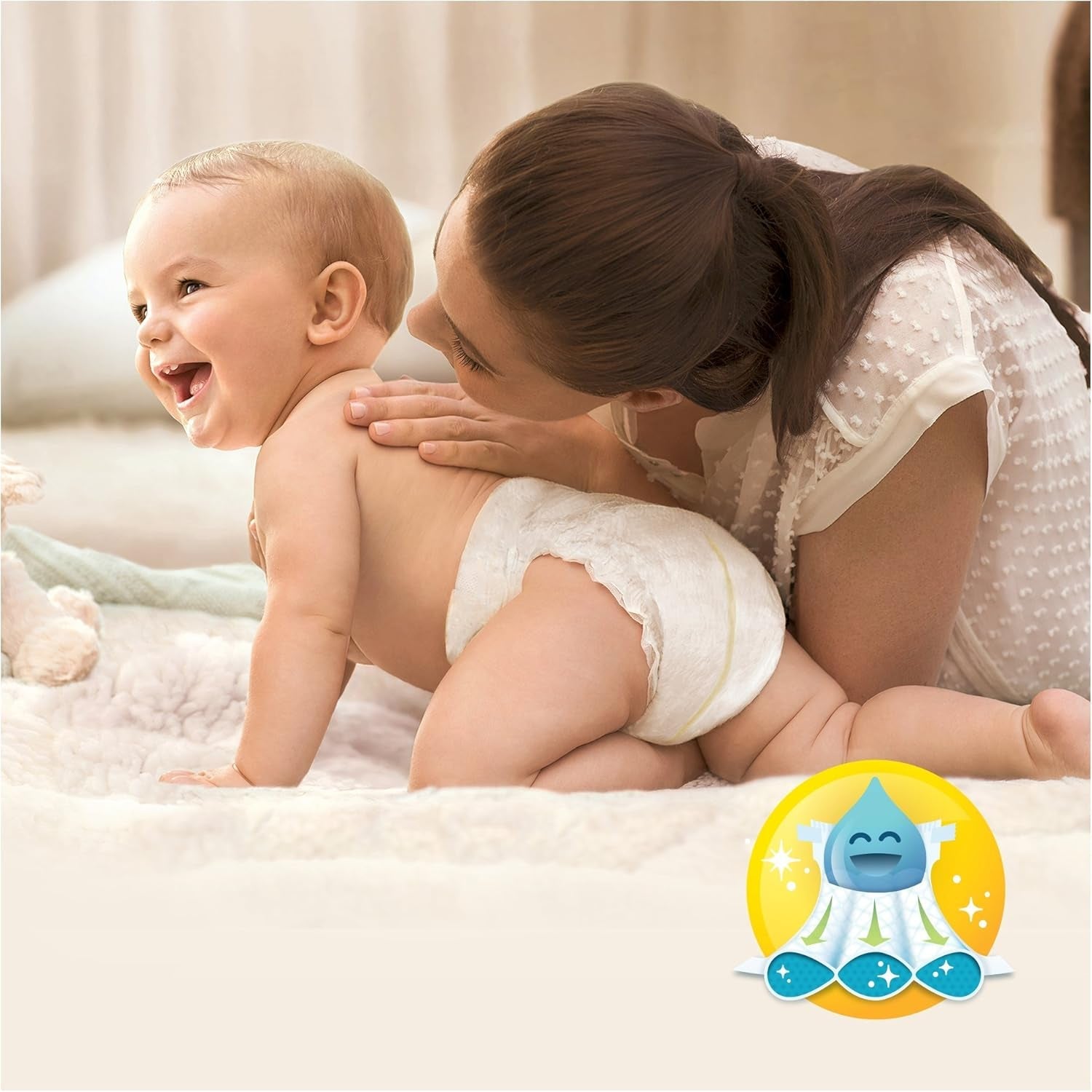 Couches Pampers Premium Protection pour nouveaux bébés, pack Jumbo, taille 1, 72 pièces