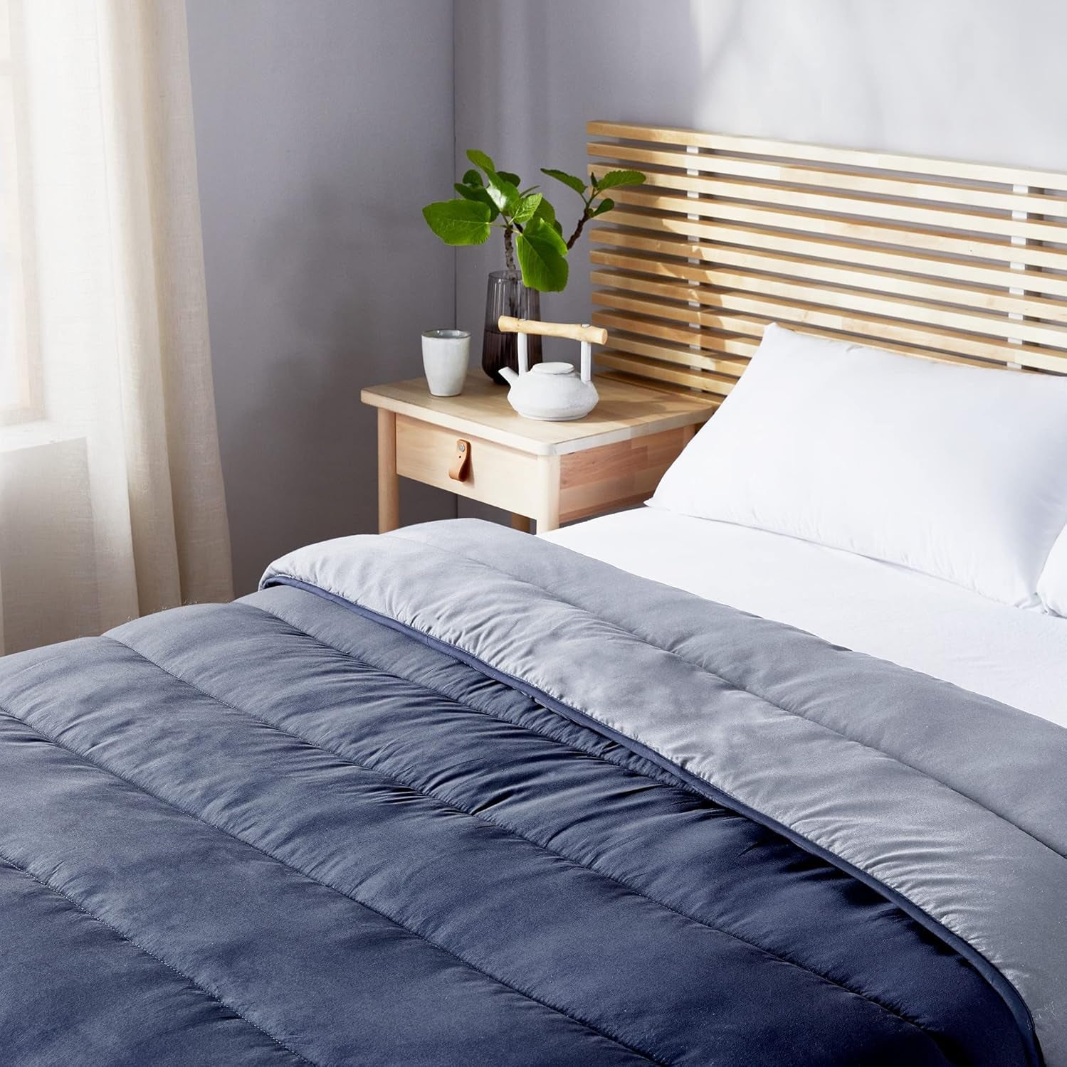 Pikolin Home - Couette réversible 300 G - Garnissage Nordique Bicolore - Pour lit 135 - Douillet, chaud, respirant, jaune moutarde, 220 X 220 Cm Couettes et couettes Naty Shop
