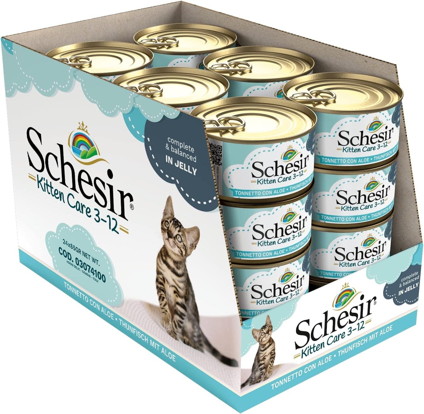 Nourriture humide pour chat chat gelée chaton thon à l'aloe vera, gelée, 24 boîtes x 85 g