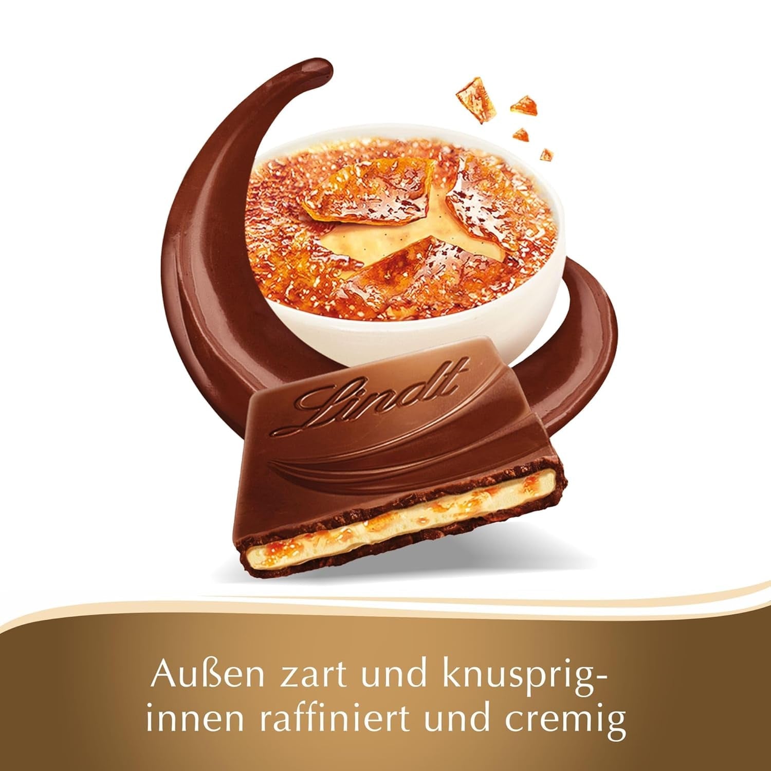 Barre Crème Brûlée Création Chocolat Lindt | Crème Brûlée fourrée au caramel croquant, recouverte du meilleur chocolat au lait | Barre de chocolat | Cadeau chocolat, 150g