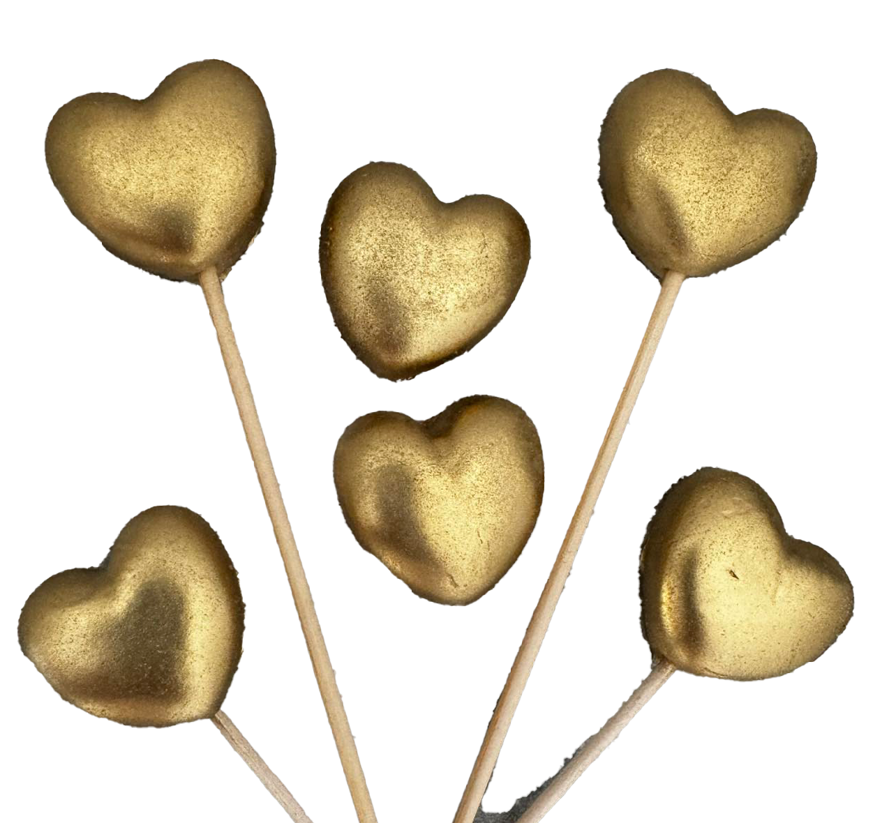 Lot de 6 décorations comestibles en sucre, décorations en pâte à sucre Coeurs Dorés Naty Shop